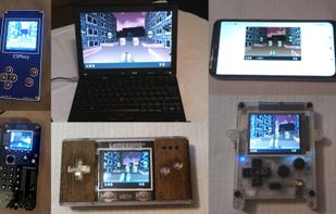 Photos of various devices running Anarch.

Top: ESPBoy, ThinkPad X200, web browser port on a Samsung smartphone.
Bottom: Circuitmess Ringo, Gamebuino Meta, Pokkito.