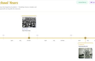 Build a chronological timeline to preserve important life moments with photos and stories.
