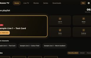 Home screen on Android TV: continue watching, your playlist categories and posters