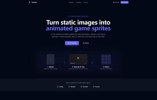AnimGen homepage – Create game-ready animation assets from character images and video clips.