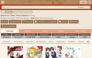 Example for an Anime page