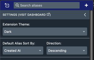 Settings for the extension