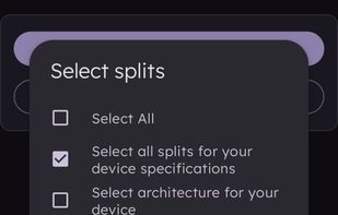 Dialog allowing splits selection