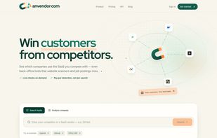 Win customers from competitors — anvendor homepage