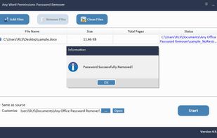Any Word Permissions Password Remover screenshot 2