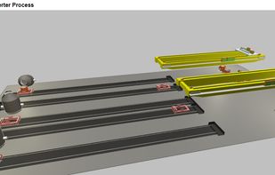 The model of steel converter process focuses on crane management algorithm that should minimize discontinuities in the Continuous Casting Machines (CCM) operation.