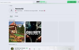 Player profile with games, ranks and platforms

