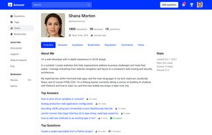 User Page on Desktop