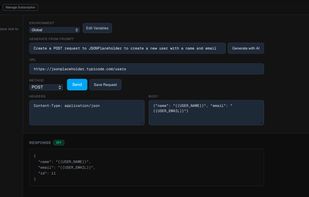 Send the request and see the full response with status code — no login required