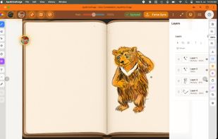 The sketchbook editor with layers, drawing tools, with AI-assisted advice and feedback. AI generates no images, human-first.