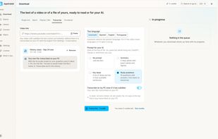 Transcript: any video or your own file, with a prompt for your AI