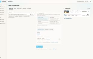 Download: paste a link, pick format and quality