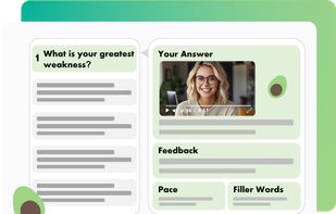 Review your responses and get actionable AI feedback. We also provide you with information about your pace of speech.