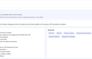 Role understanding view where users can analyze job descriptions and organize key information about a role during their job search.