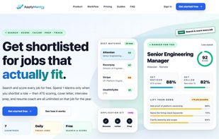 Home page - Get shortlisted for jobs that actually fit": search, score, tailor and track in one place.