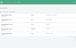 Appoint.ly - Scheduled appointments page
