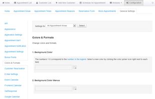Admin backend (settings)