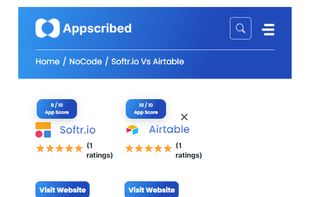 App Compare page of Appscribed