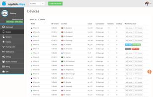 List of devices using an app - you'll get them all and you can set different monitoring level to each of them