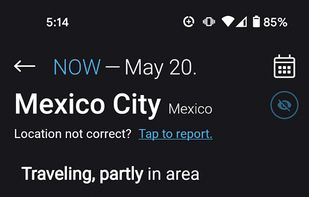 Area Contacts: Contacts near your destination. Hide the trip, or message a group.