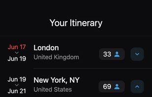 Your itinerary: 69 contacts near New York, 1 at Hong Kong airport, 2 teammates confirmed going to MWC Shanghai.