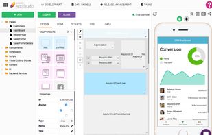 Rapidly layout and create your app with any combination of pre-built components and those you design and import yourself.