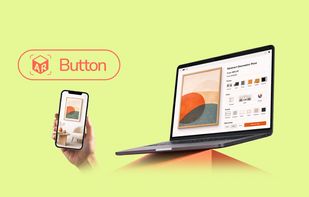 AR Button product overview: browser-based AR preview on mobile and desktop with built-in dashboard
