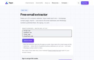 Paste a list of company websites. No account needed for the free tool.