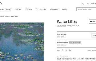 Artwork page with free HD download