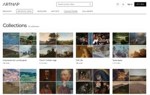 Curated collections such as Impressionist Landscapes and Dutch Golden Age