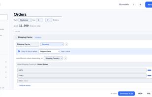 Point and click to set up each field and nest one table inside another. "Current date" means dates are recalculated relative to today every time you generate, so the model never needs updating.