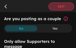 Adjusting post settings. Dark mode.