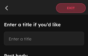 Writing post content. Dark mode. 