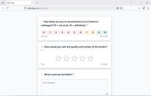 No app, no login, no sign-up. Customers scan the code and answer a short survey — usually under 30 seconds — completely anonymously.