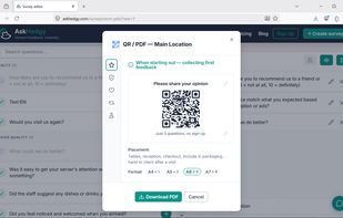 Generate a QR code and print-ready PDF instantly. Place it at the counter, table, checkout, or in the bill folder — wherever the customer's visit ends.