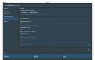 Advanced customization include RAG. Logging, etc