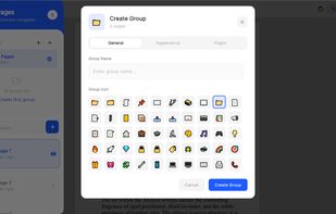 Page group creation/editing window
