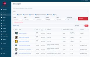 The inventory screen, which lists all the assets in your account. Use with filters for producing customized reports.