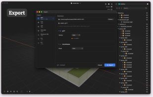 Convert and export 3D files with format-specific options.