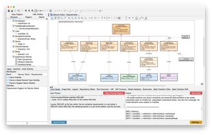 Requirement diagram in Astah Professional, created with AI Chat Copilot, tracing delivery robot requirements to the blocks that satisfy them and the test cases that verify them.