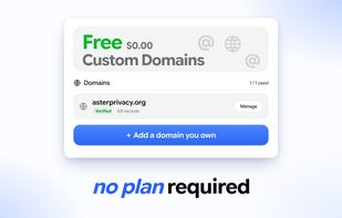 Connect your own domain, even on the Free plan.