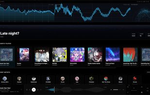 Home screen with scope rack, recently played albums, and recently played artists