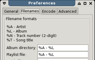 Filename formats