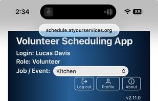 What a volunteer sees on their phone. Tapping a shift signs them up.