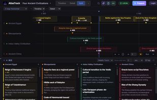Timeline with detail cards shown in sync with playhead