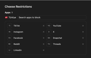 Choose the apps and websites to block, then install
