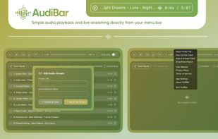 Single audio playback and live streaming directly from your menu bar