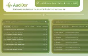 Single audio playback and live streaming directly from your menu bar