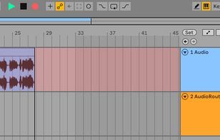 Recording system audio in Ableton Live 12 using the AudioRoute Capture VST plugin — waveform captured directly onto a track.  