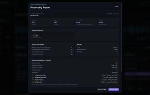 Processing Report: settings, transformations and export evidence